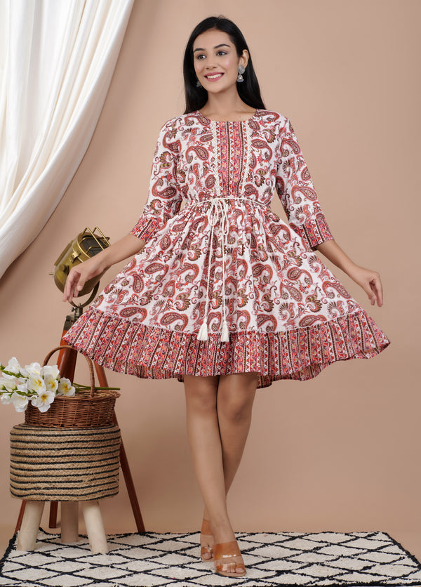 Paisley Lurex Boho Mini Dress